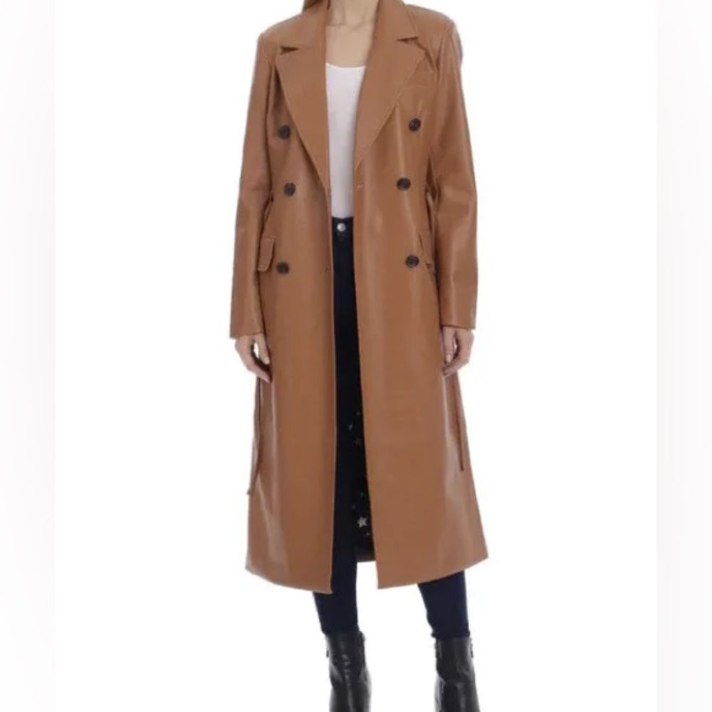 Avec Lea Filles Faux Leather Trench Coat